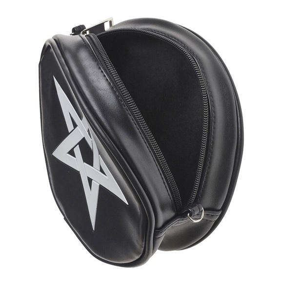 Alchemy Gothic Black Round Purse Pentagram Vegan - Picture 4 of 5